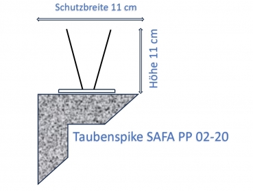 Pigeon spike SAFA PP 02-20, 2-row, 50 cm long, made of stainless steel & polycarbonate - Kopie